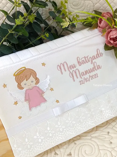Toalha De Batizado Bordada - Toalha De Batizado Personalizada Com Nome E Data