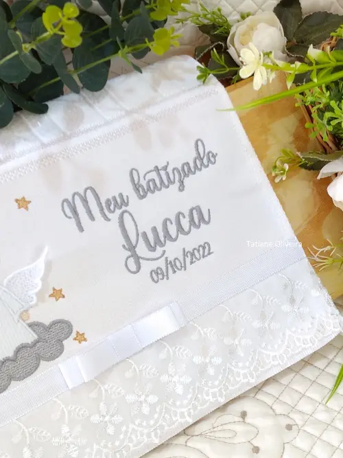Toalha De Batizado Bordada - Toalha De Batizado Personalizada Com