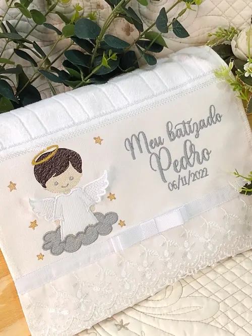 Toalha De Batizado Bordada - Toalha De Batizado Personalizada Com Nome E Data