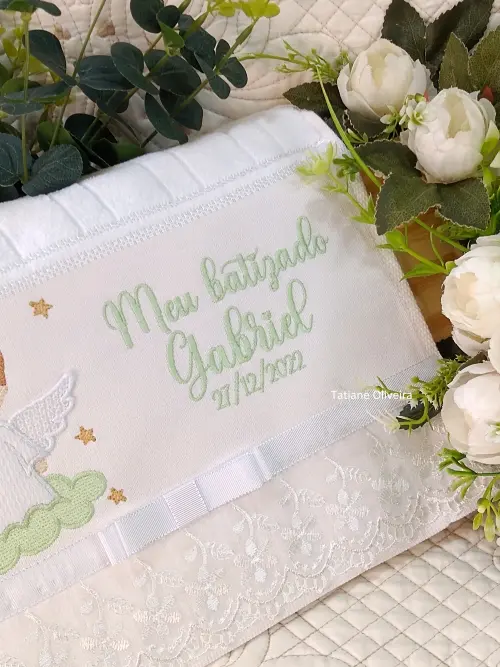 Toalha De Batizado Bordada - Toalha De Batizado Personalizada Com