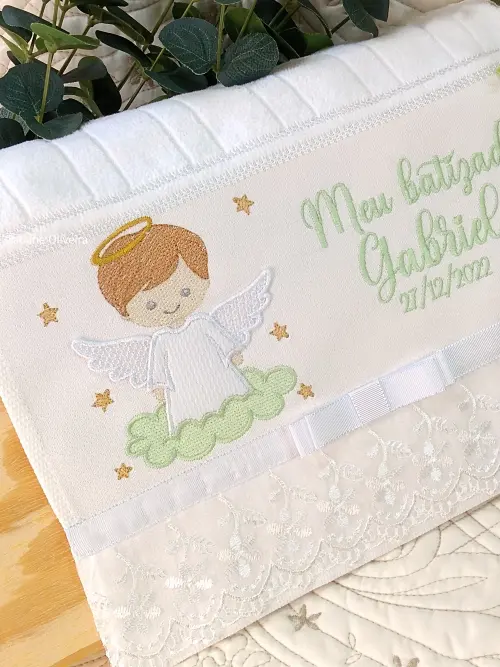 Toalha De Batizado Bordada - Toalha De Batizado Personalizada Com