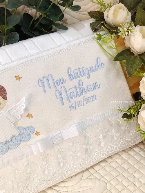Toalha De Batizado Bordada - Toalha De Batizado Personalizada Com
