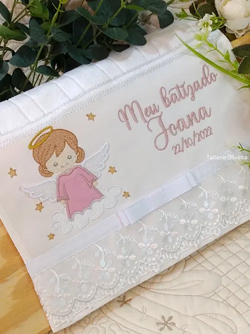Toalha De Batizado Bordada - Toalha De Batizado Personalizada Com Nome E Data