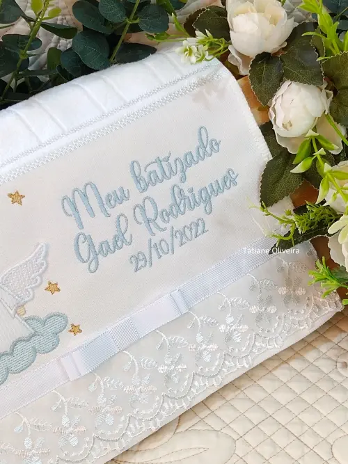 Toalha De Batizado Bordada - Toalha De Batizado Personalizada Com