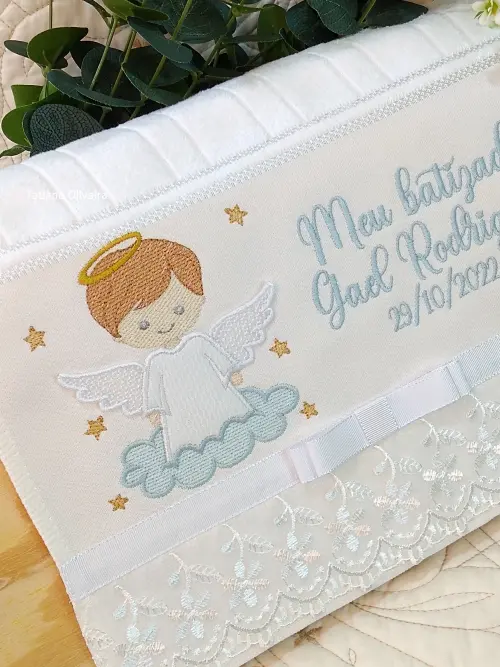 Toalha De Batizado Bordada - Toalha De Batizado Personalizada Com