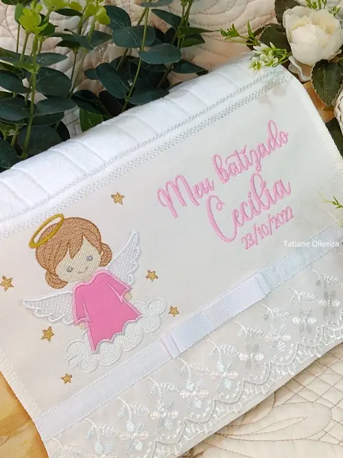 Toalha De Batizado Bordada - Toalha De Batizado Personalizada Com Nome E Data
