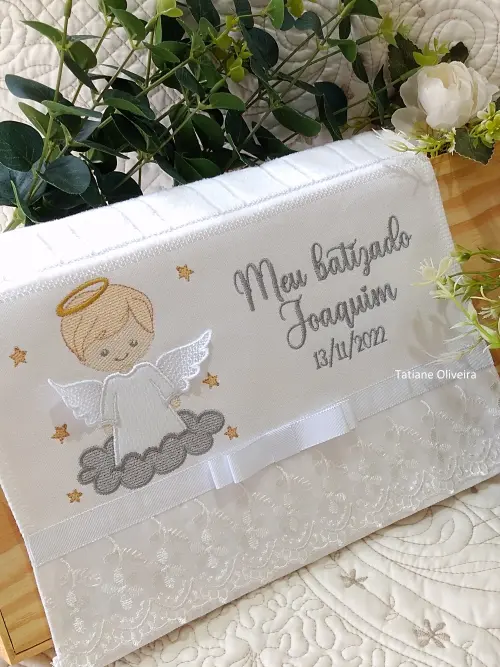 Toalha De Batizado Bordada - Toalha De Batizado Personalizada Com Nome E Data