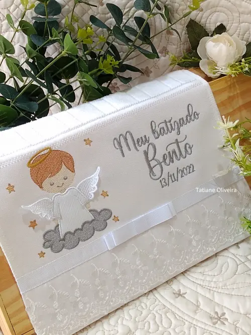 Toalha De Batizado Bordada - Toalha De Batizado Personalizada Com Nome E Data