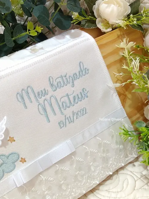Toalha De Batizado Bordada - Toalha De Batizado Personalizada Com