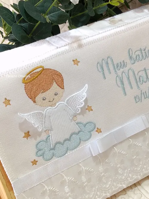 Toalha De Batizado Bordada - Toalha De Batizado Personalizada Com