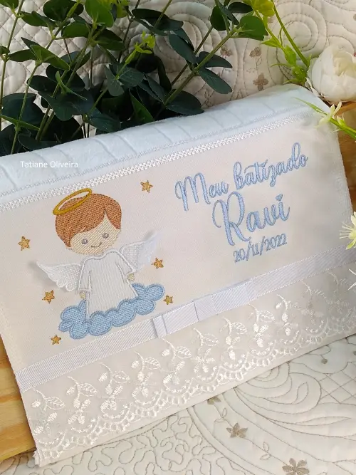 Toalha De Batizado Bordada - Toalha De Batizado Personalizada Com Nome E Data