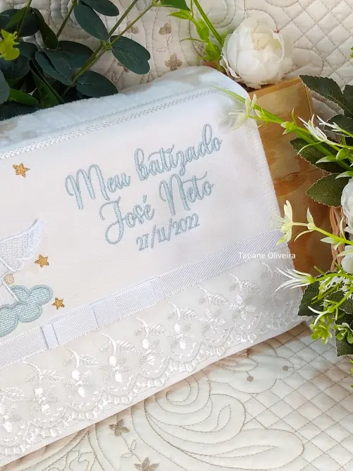 Toalha De Batizado Bordada - Toalha De Batizado Personalizada Com