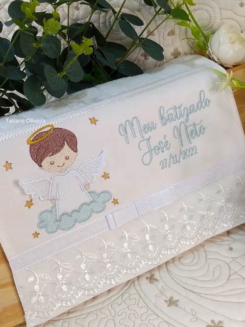 Toalha De Batizado Bordada - Toalha De Batizado Personalizada Com Nome E Data