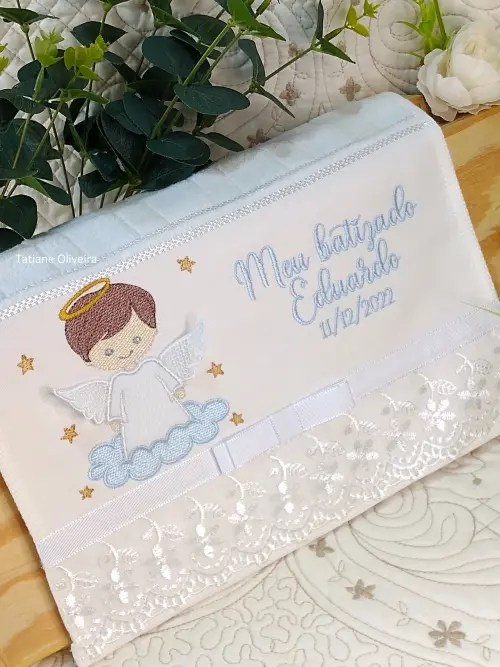 Toalha De Batizado Bordada - Toalha De Batizado Personalizada Com Nome E Data