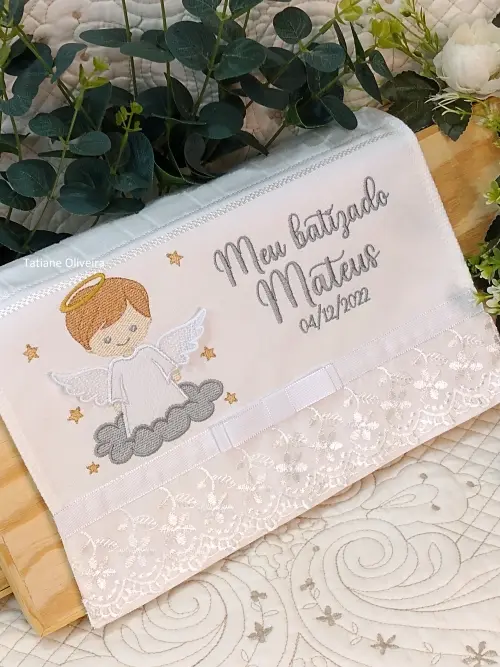 Toalha De Batizado Bordada - Toalha De Batizado Personalizada Com Nome E Data