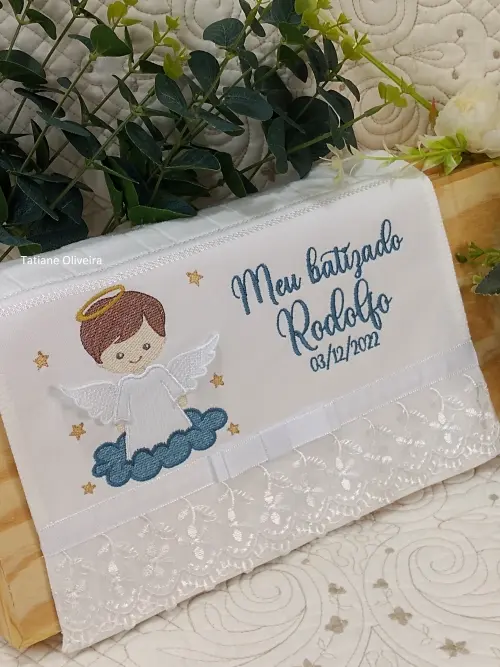 Toalha De Batizado Bordada - Toalha De Batizado Personalizada Com Nome E Data