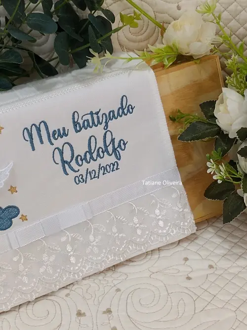 Toalha De Batizado Bordada - Toalha De Batizado Personalizada Com