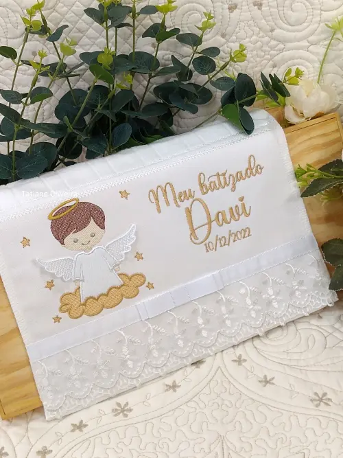 Toalha De Batizado Bordada - Toalha De Batizado Personalizada Com Nome E Data
