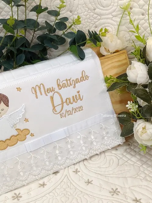 Toalha De Batizado Bordada - Toalha De Batizado Personalizada Com