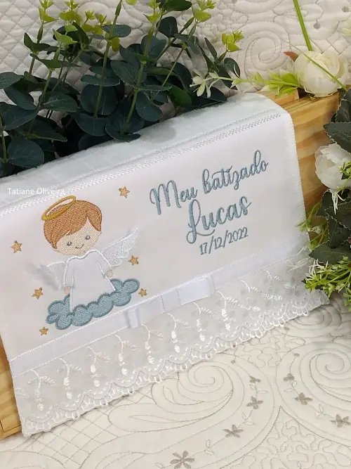 Toalha De Batizado Bordada - Toalha De Batizado Personalizada Com Nome E Data