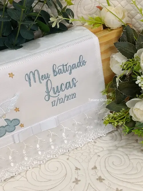 Toalha De Batizado Bordada - Toalha De Batizado Personalizada Com