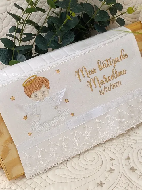 Toalha De Batizado Bordada - Toalha De Batizado Personalizada Com Nome E Data
