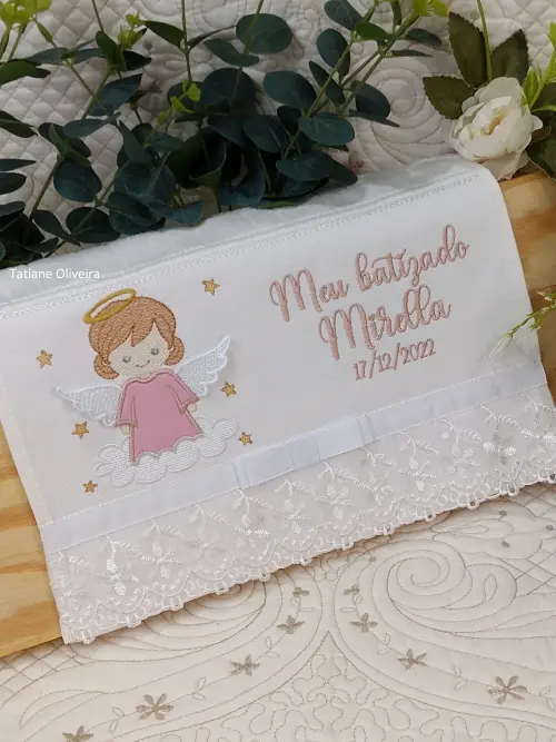 Toalha De Batizado Bordada - Toalha De Batizado Personalizada Com Nome E Data