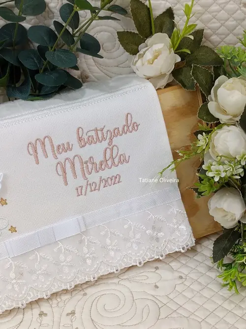 Toalha De Batizado Bordada - Toalha De Batizado Personalizada Com