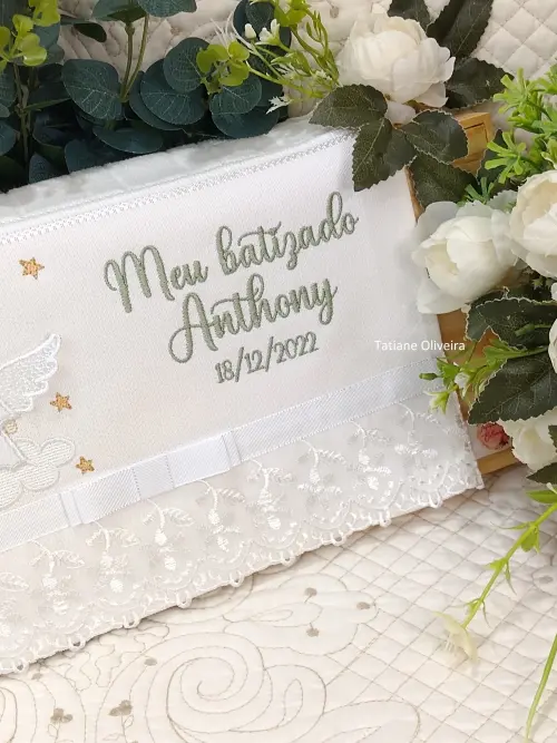 Toalha De Batizado Bordada - Toalha De Batizado Personalizada Com