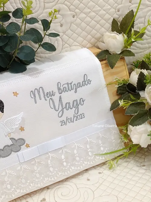 Toalha De Batizado Bordada - Toalha De Batizado Personalizada Com