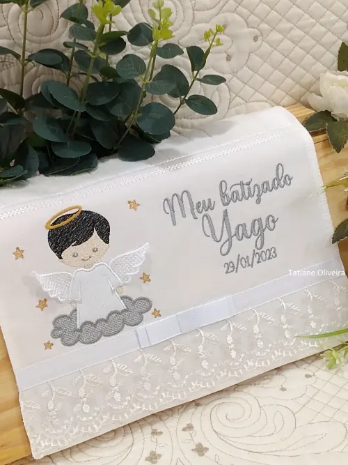Toalha De Batizado Bordada - Toalha De Batizado Personalizada Com Nome E Data