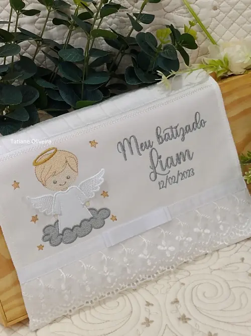 Toalha De Batizado Bordada - Toalha De Batizado Personalizada Com Nome E Data