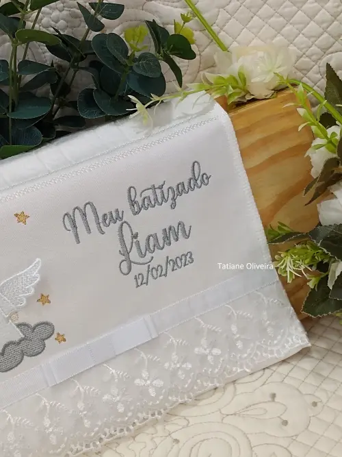 Toalha De Batizado Bordada - Toalha De Batizado Personalizada Com