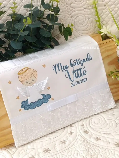 Toalha De Batizado Bordada - Toalha De Batizado Personalizada Com Nome E Data