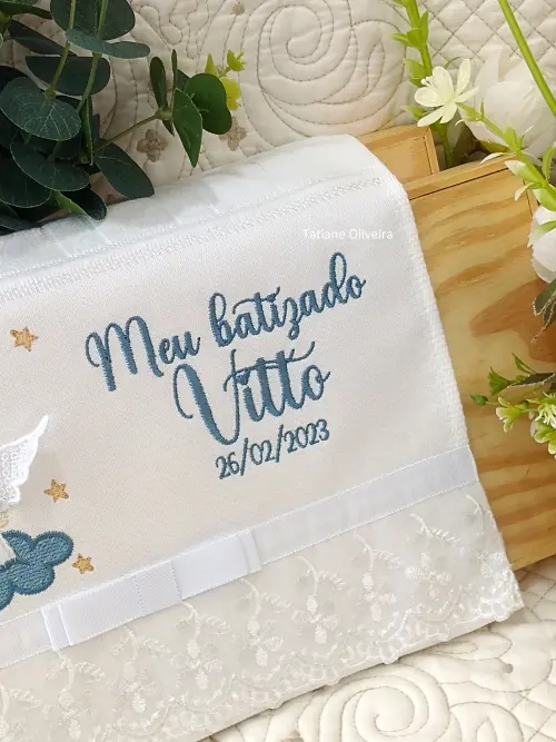 Toalha De Batizado Bordada - Toalha De Batizado Personalizada Com
