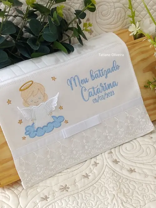 Toalha De Batizado Bordada - Toalha De Batizado Personalizada Com Nome E Data