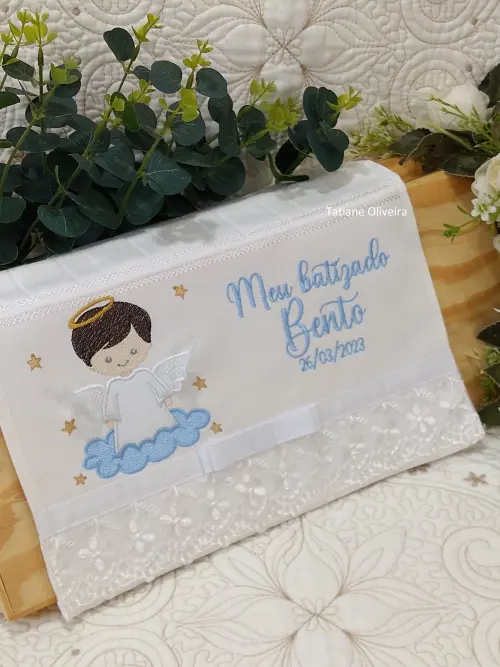 Toalha De Batizado Bordada - Toalha De Batizado Personalizada Com Nome E Data