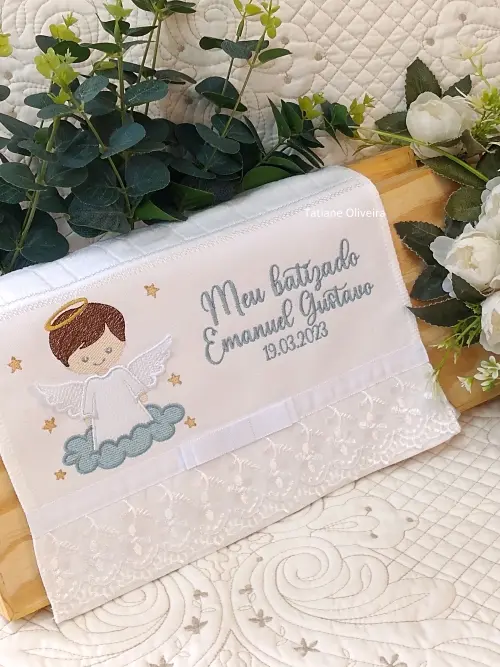 Toalha De Batizado Bordada - Toalha De Batizado Personalizada Com Nome E Data