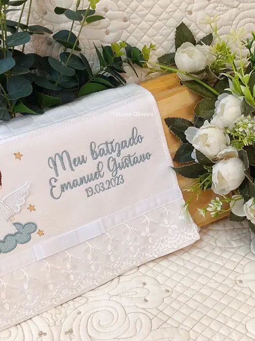 Toalha De Batizado Bordada - Toalha De Batizado Personalizada Com