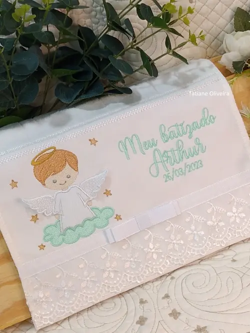 Toalha De Batizado Bordada - Toalha De Batizado Personalizada Com Nome E Data