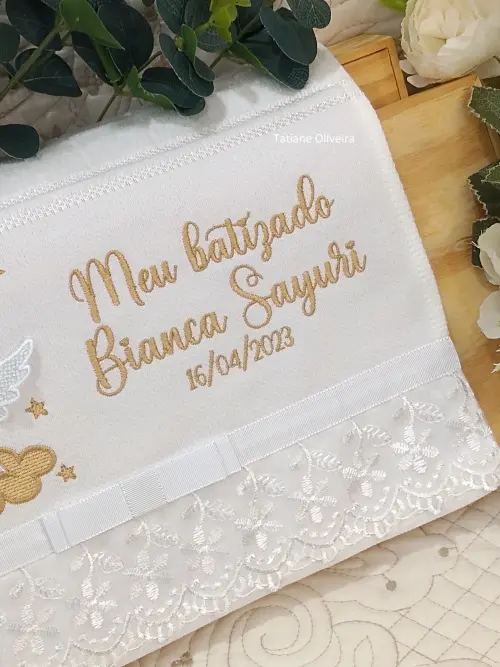 Toalha De Batizado Bordada - Toalha De Batizado Personalizada Com