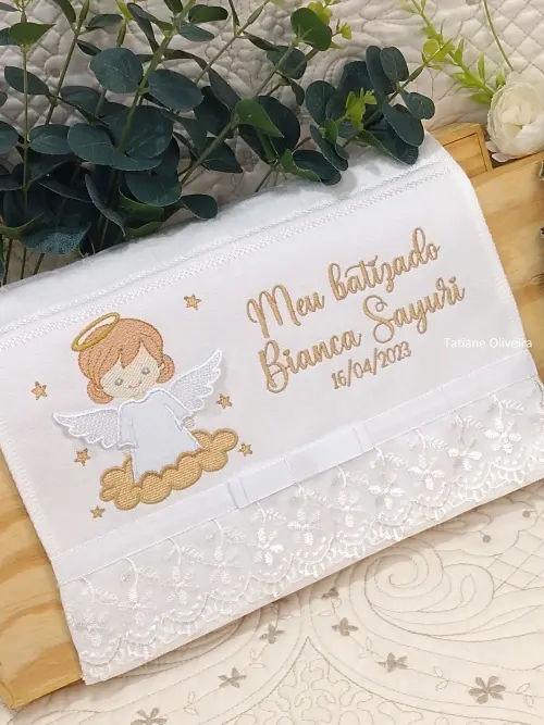 Toalha De Batizado Bordada - Toalha De Batizado Personalizada Com Nome E Data