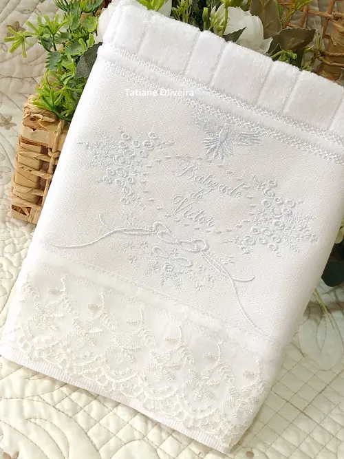 Toalha De Batizado Bordada - Toalha De Batizado Personalizada Com Nome