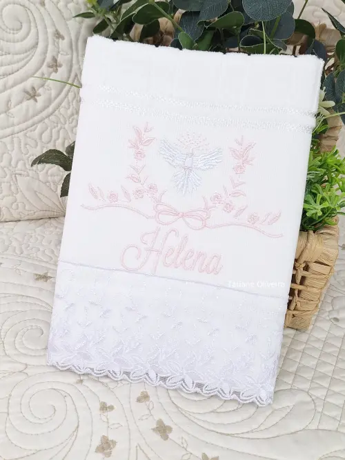 Toalha De Batizado Bordada - Toalha De Batizado Personalizada Com Nome