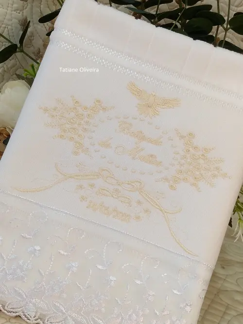 Toalha De Batizado Bordada - Toalha De Batizado Personalizada Com