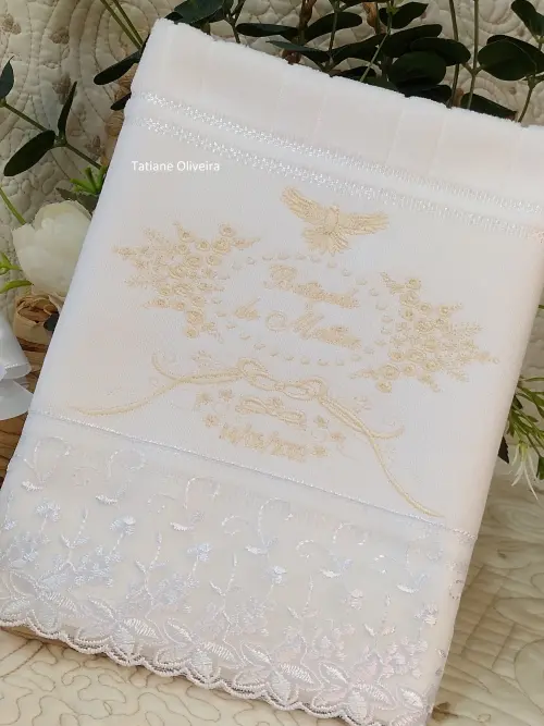 Toalha De Batizado Bordada - Toalha De Batizado Personalizada Com Nome E Data