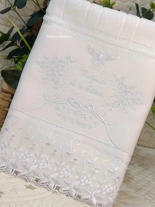 Toalha De Batizado Bordada - Toalha De Batizado Personalizada Com Nome E Data