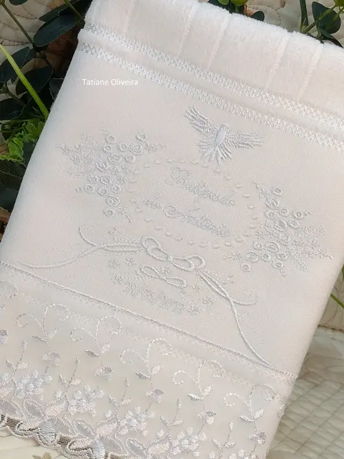 Toalha De Batizado Bordada - Toalha De Batizado Personalizada Com