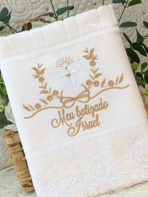 Toalha De Batizado Bordada - Toalha De Batizado Personalizada Com
