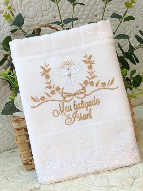 Toalha De Batizado Bordada - Toalha De Batizado Personalizada Com Nome
